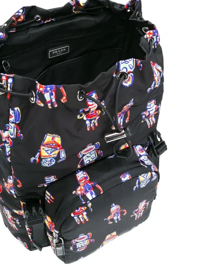 Prada Robot-print Backpack In Black