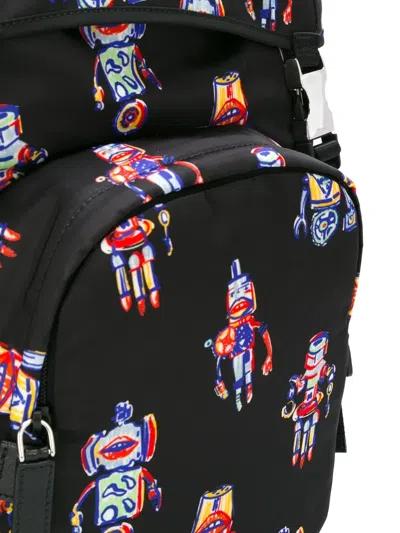 Prada Robot-print Backpack In Black