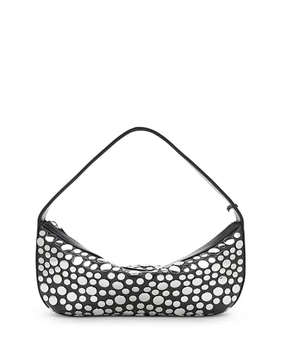Staud Nappa Leather Shoulder Bag Rivets Design In Black