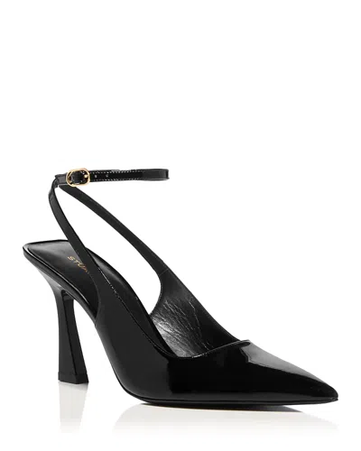 Stuart Weitzman Vinnie Patent Leather Ankle-strap Pumps In Black