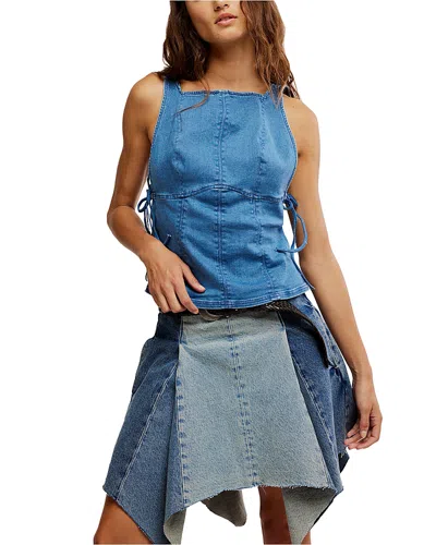 Free People Not My Fault Corset In Denim Baby Blue In Blue