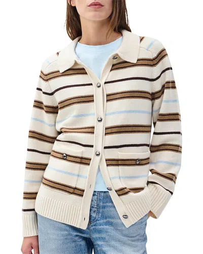 Rag & Bone Peggy Stripe Collared Oversize Wool Cardigan In Multi