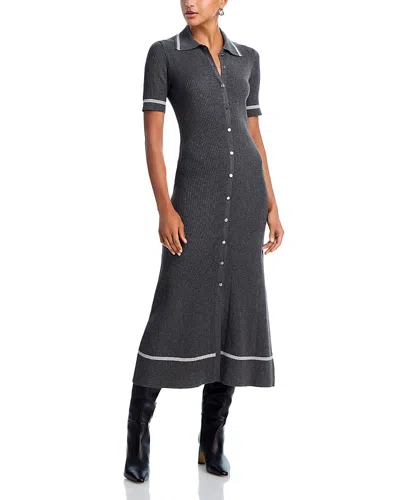 Rag & Bone Kassy Tipped Midi Polo Dress Charcoal In Gray
