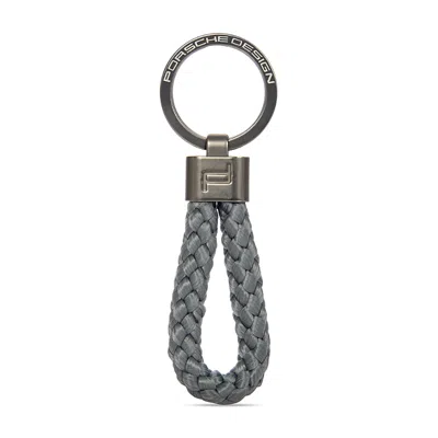 Porsche Design Braided Leather Rope Key Ring In Gray