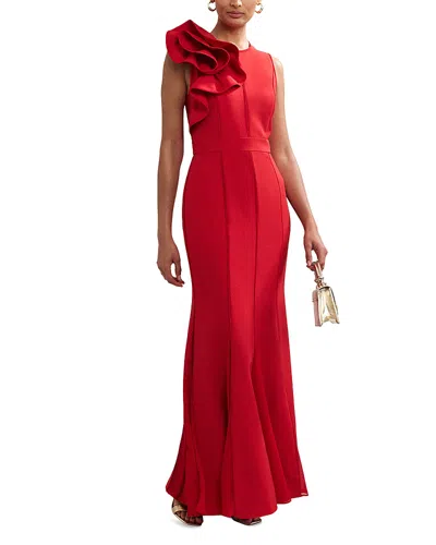Phase Eight Womens Red Tyra Ruffle-neck Sleeveless Stretch-woven Maxi Dress In Red