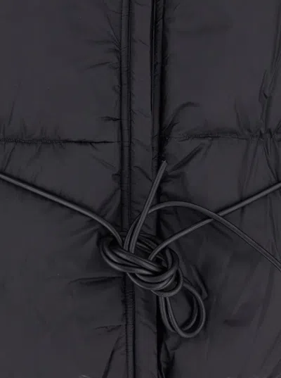 Rick Owens Black Down Jacket With Drawstring Waist And High Neck In Tech Fabric Woman In Black