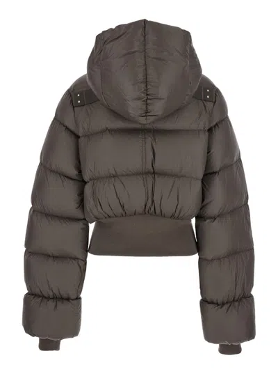 Rick Owens Hooded Puffer Jacket In Brown
