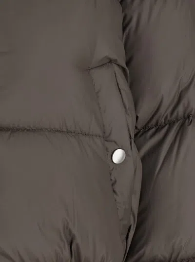 Rick Owens Hooded Puffer Jacket In Brown