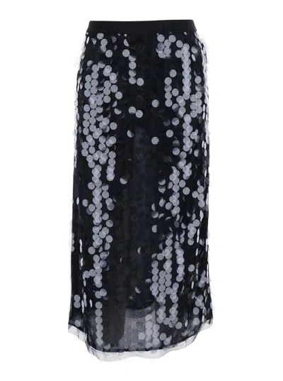 Semicouture Black Skirt With All-over Sequins In Tech Fabric Woman In Black