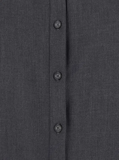 Twinset Grey Shirt With Classic Collar And Logo Plaque On The Rear In Viscose Blend Stretch Woman In Black