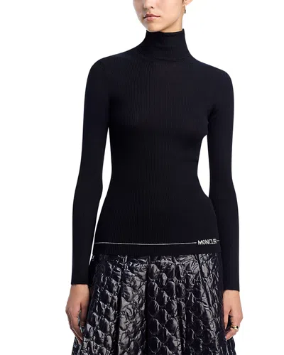 Moncler Fitted Turtleneck Knitwear Long Sleeves In Black