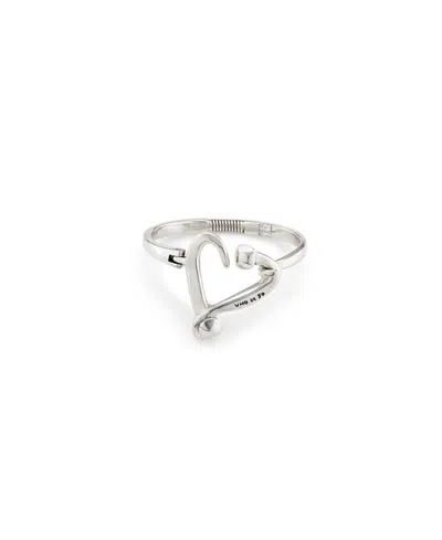 Unode50 Sterling Silver Plated With Nailed Heart Visible Spring Bracelet In Metallic