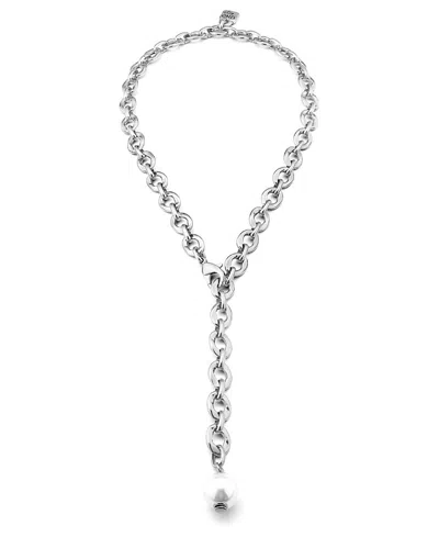 Unode50 Sterling Silver-plated Necklace With Oval Links In Metallic