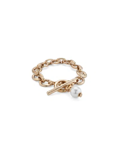 Unode50 Links And Cultivated Pearl Charm Bracelet In Gold