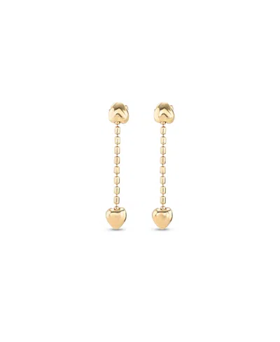 Unode50 18k Gold-plated Earrings With Dangling Chain And Small Hearts In Gold