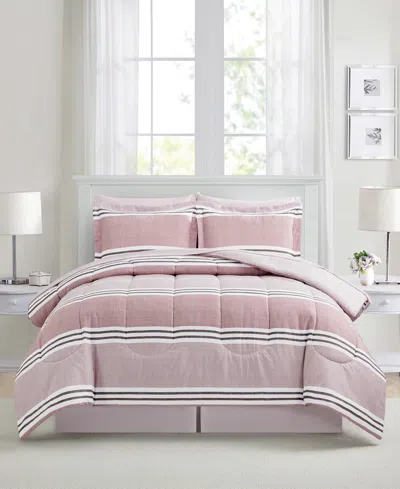 Sunham Aiden Striped 8-pc. Comforter Sets, Exclusively At Macy's In Pink