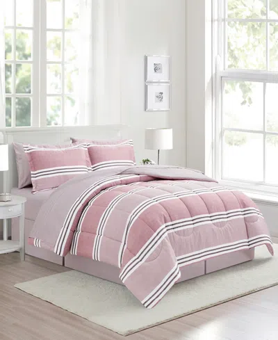 Sunham Aiden Striped 8-pc. Comforter Sets, Exclusively At Macy's In Pink