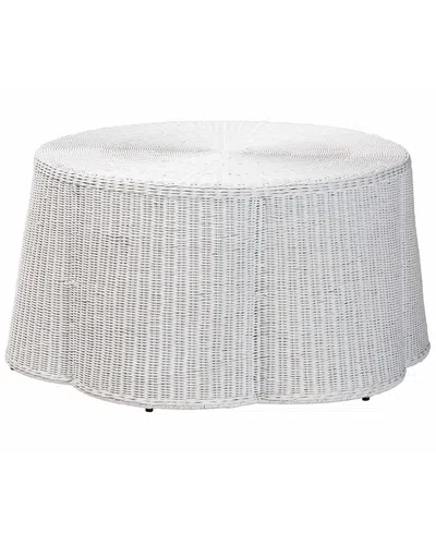 Baxton Studio Palm Scalloped Rattan Coffee Table In Gray