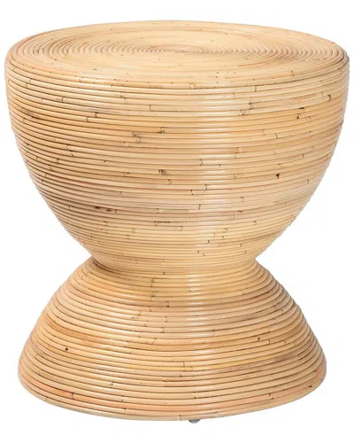 Baxton Studio Tokyo Laminated Rattan Side Table In Brown