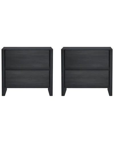 Manhattan Comfort Set Of 2 Linda Modern Nightstands (2-drawer) In Black