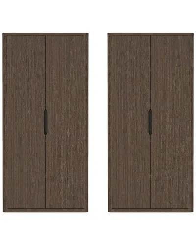 Manhattan Comfort Rivington Modern 38in Bookcase Cabinet (5-shelf) In Brown