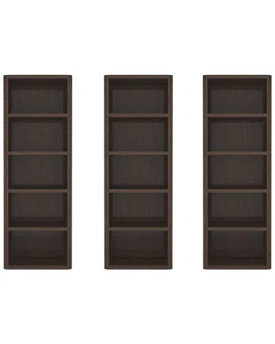 Manhattan Comfort Set Of 3 Rivington Modern Open Bookcases (5-shelf) In Brown