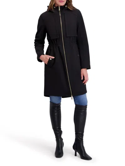 Kensie Shelled Hooded Coat In Blue