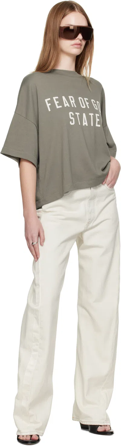 Essentials グレー ボクシー Tシャツ In Green