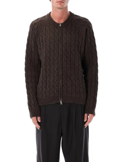 Mfpen Brown Wool Cable Editor Zip Sweater
