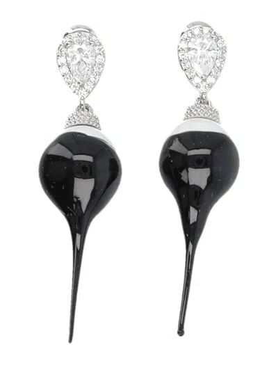 Ottolinger Black Dipped Pearl Drop Earrings In Black