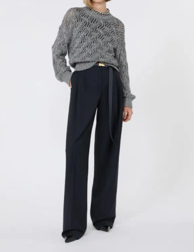 Max Mara Diamond-patterned Cordonnet Sweater In Gray