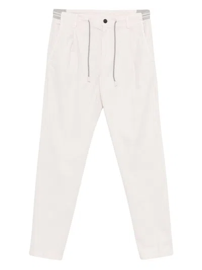 Eleventy Regimental Jogger Trousers Drawstring In White