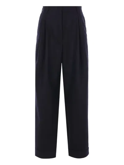 Dries Van Noten Partan Pleated Trousers Cuffed Hem In Black