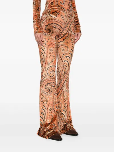 Etro Paisley-print Flared Viscose Trousers In Multi