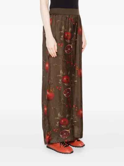 Uma Wang Wide-leg Pansy Pants With Contrasting Pomegranate Design
