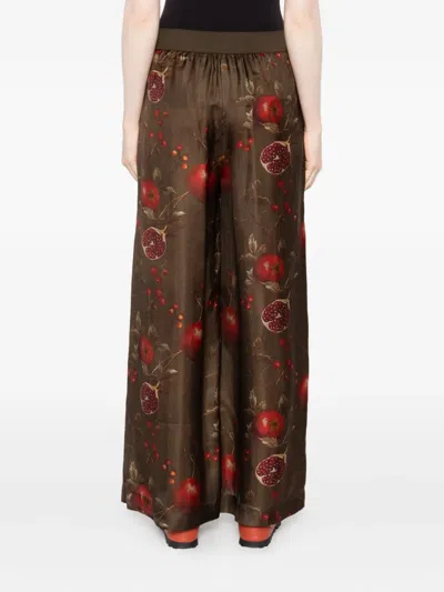 Uma Wang Wide-leg Pansy Pants With Contrasting Pomegranate Design