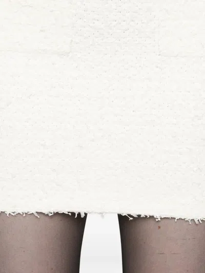 Self-portrait White Miniskirt With Pearl Embellishments And Button Detail In Tech Fabric Woman