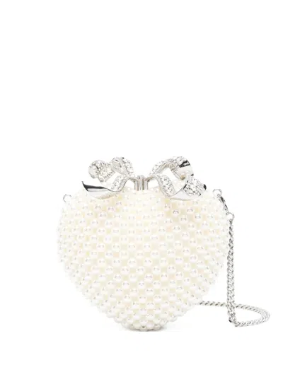 Self-portrait Self Portrait Pearl Heart Clutch Bag In Multi