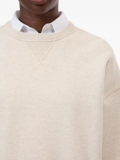 Closed Beige Solid Crew Neck Sweatshirt In White