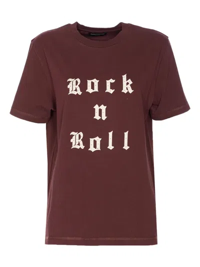 Zadig & Voltaire Crewneck Graphic Print Rock N Roll Beaded Top In Brown