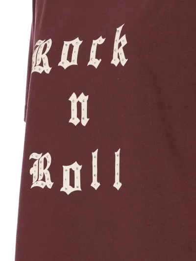 Zadig & Voltaire Crewneck Graphic Print Rock N Roll Beaded Top In Brown