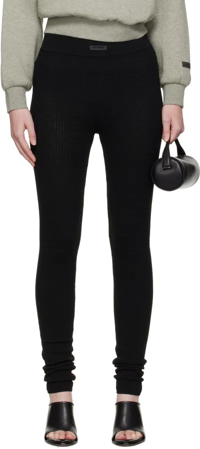 Essentials ブラック ワッフル レギンス In Black