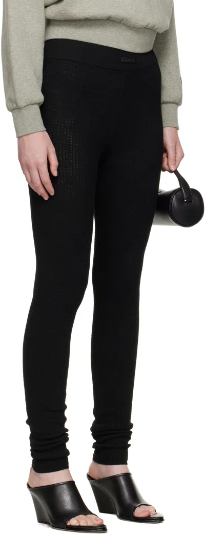 Essentials ブラック ワッフル レギンス In Black