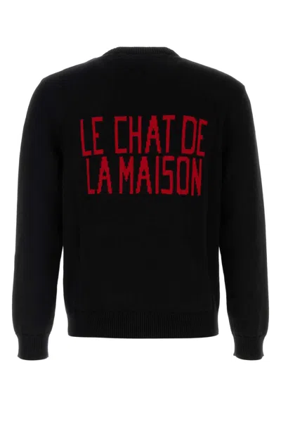 Valentino Wool Cotton Chat De La Maison Sweater In Black