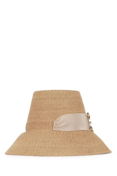 Roger Vivier Brown Broche Embellished Bucket Hat