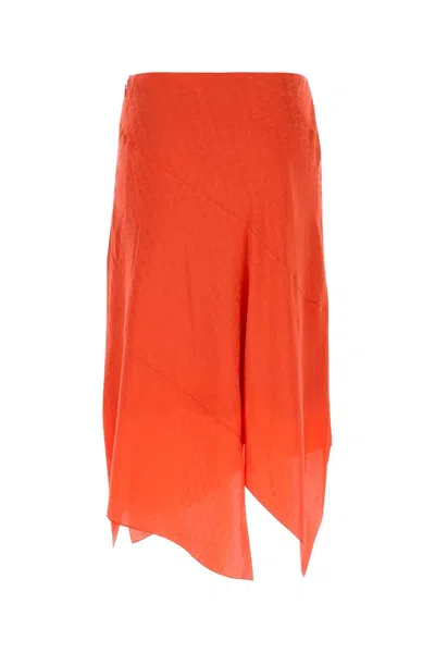 Fendi Women Coral Silk Skirt In Red