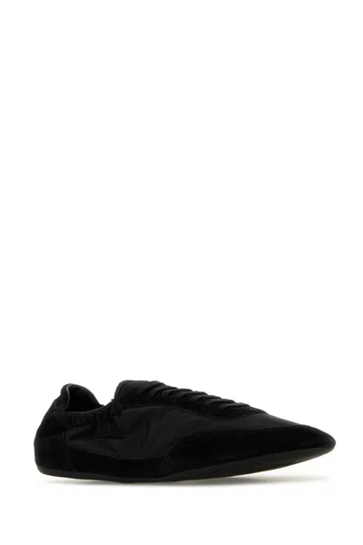 Prada Collapse Re-nylon And Suede Elasticized Sneakers Shoes In Black