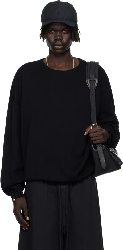 Essentials ブラック 長袖 クルーネックセーター In Black