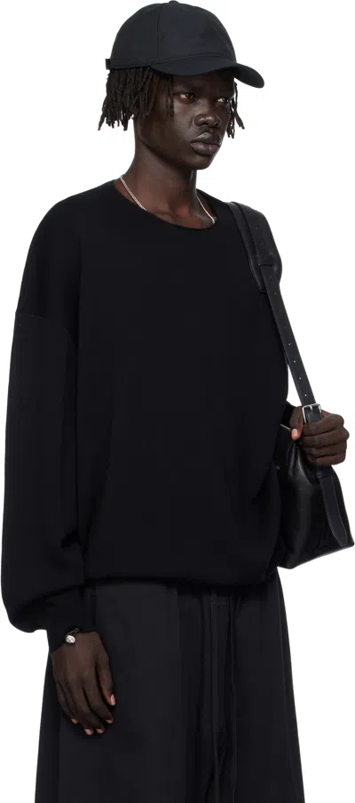 Essentials ブラック 長袖 クルーネックセーター In Black