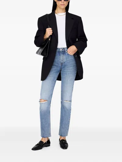 Anine Bing Freya Crocodile-embossed Loafers In Black